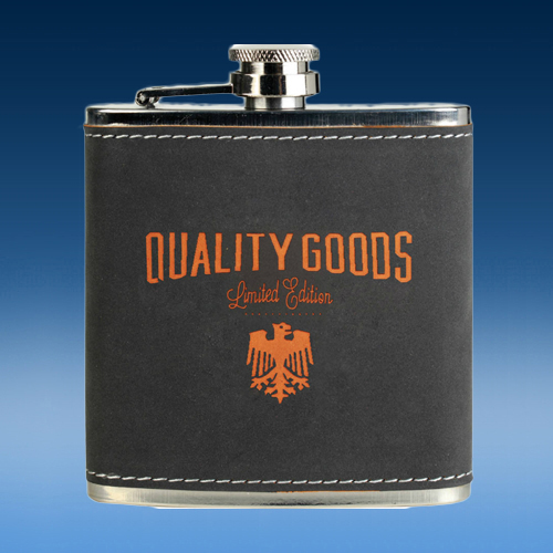 Dark Gray Leather Flask-0