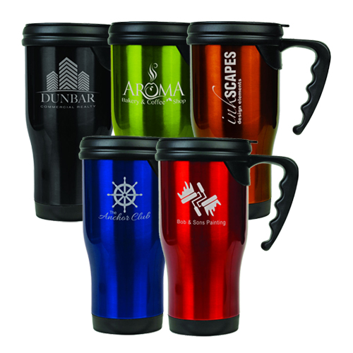 Laser Travel Mugs w/ Handle